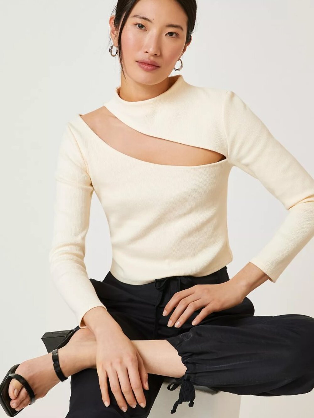 Anthropologie Cut-Out Top. Black